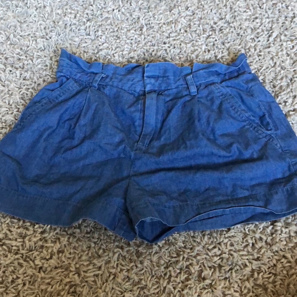 dark wash paper bag denim shorts